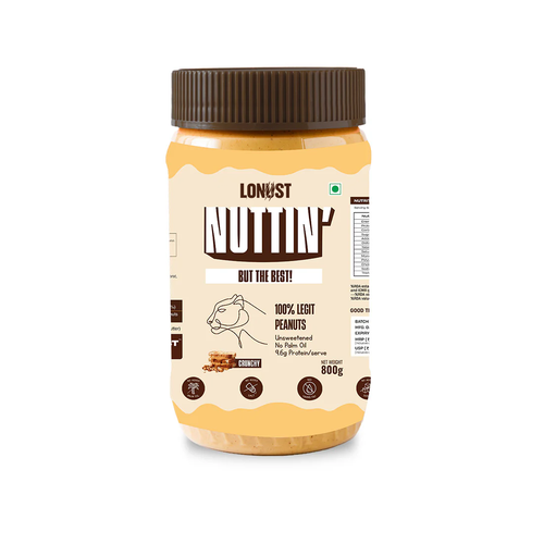 Lonust Natural Peanut Butter Crunchy (100% Peanuts, No Palm oil) | 800gm