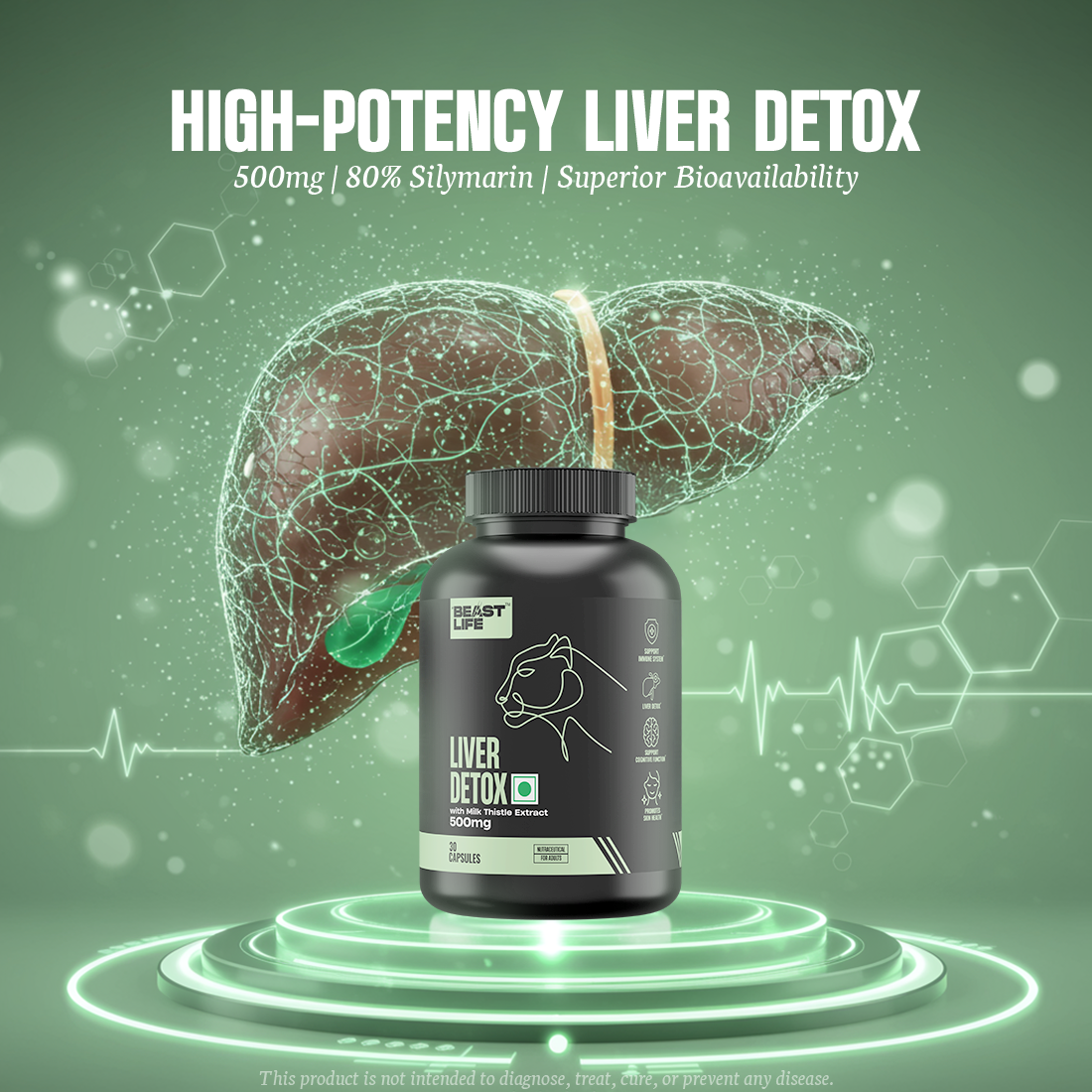 Lonust Liver Detox Supplement with Milk Thistle Extract 500mg | Added Multivitamins & Amino Acid with Natural Detoxification Formula | Liver Support Supplement (30 Veg Tablets)