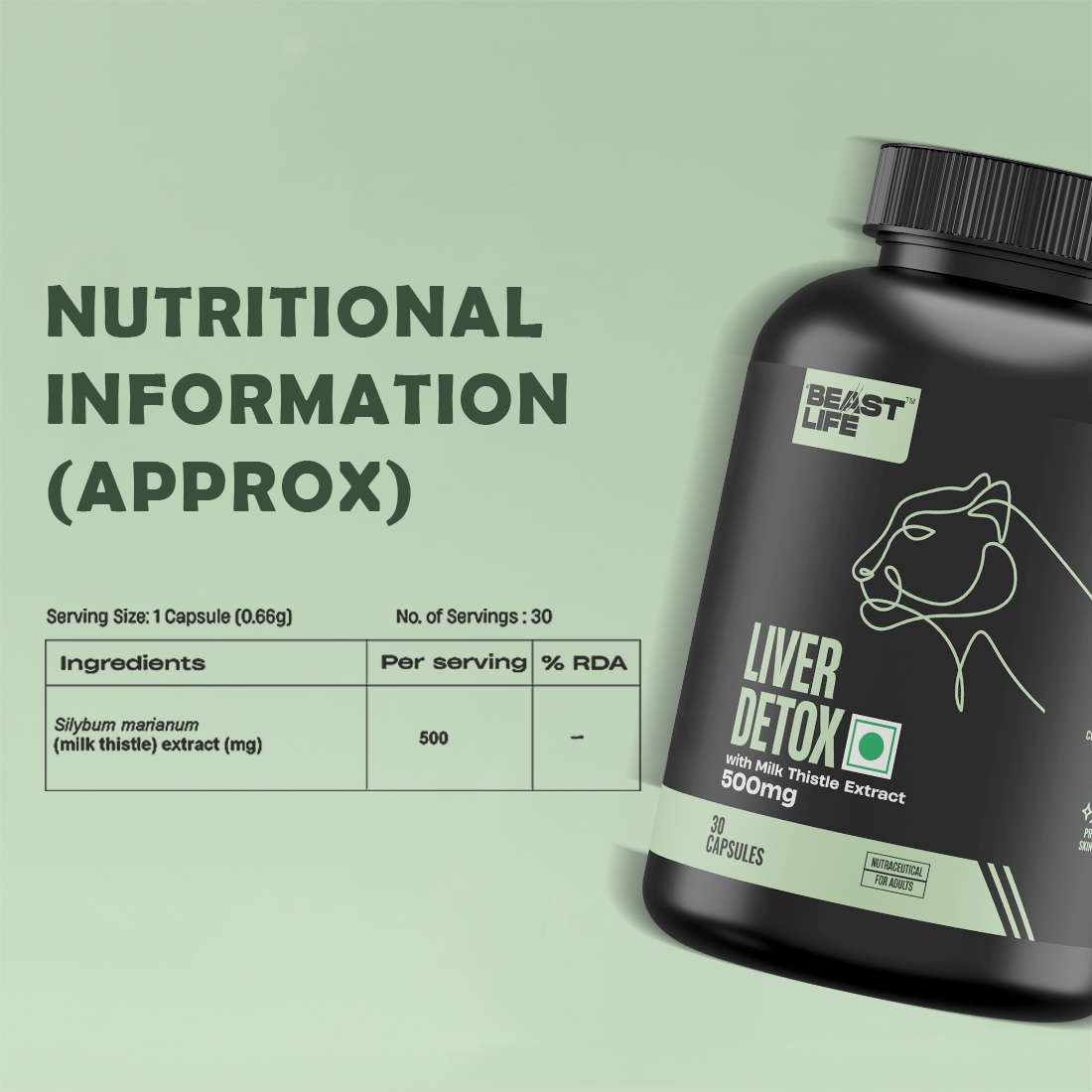 Lonust Liver Detox Supplement with Milk Thistle Extract 500mg | Added Multivitamins & Amino Acid with Natural Detoxification Formula | Liver Support Supplement (30 Veg Tablets)