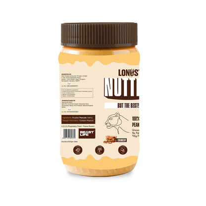 Lonust Natural Peanut Butter Crunchy (100% Peanuts, No Palm oil) | 800gm